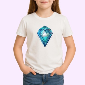 Tricou Diamant Turcoaz Poligonal, Copii | Dama | Barbat - Img 3