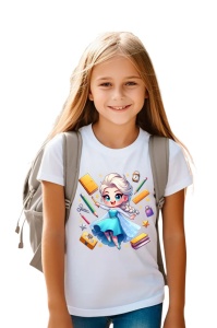 Tricou din bumbac 100% pentru copii, Elsa, Back To School, scoala, educatie, magie, personaje