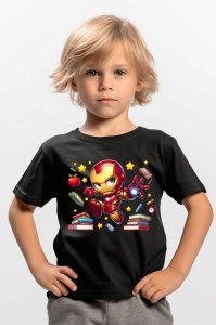 Tricou din bumbac 100% pentru copii, Iron Man, Back To School, scoala, educatie, eroi, personaje - Img 4