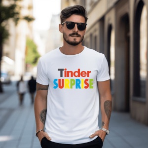 Tricou din bumbac, personalizat haios pentru barbati Tinder Surpise - Cadou