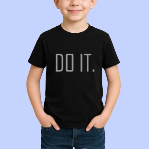 Tricou Do It Mesaj Motivational Minimalist Negru, din bumbac 100%, tricou negru Copii | Dama | Barbat