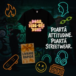 Tricou Doar vibeNegru,uri bune Negru, Copii | Dama | Barbat - Img 2