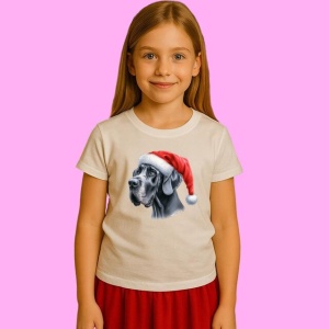 Tricou Dog German Craciun Portret, din bumbac 100%, tricou alb, Copii | Dama | Barbat - Img 2