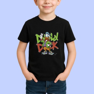 Tricou Donald Duck Streetwear Verde Urban Copii | Dama | Barbat, negru - Img 2