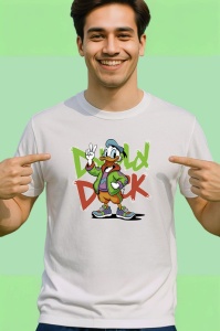 Tricou Donald Duck Streetwear Verde Urban Copii | Dama | Barbat - Img 3