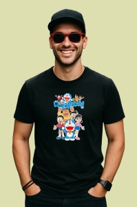 Tricou Doraemon robotul pisica albastra care ajuta cu gadgeturi din viitor, Copii | Dama | Barbat , tricou negru - Img 4