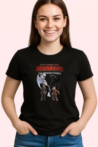 Tricou DRAGON HOW TO TRAIN TAIAT Cum sa iti dresezi dragonul relatia dintre un baiat si dragonul sau, Copii | Dama | Barbat , tricou negru - Img 3