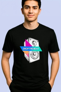 Tricou Drop The Beat Box Sunet, Copii | Dama | Barbat, culoare negru - Img 2