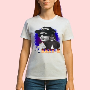 Tricou Eazy-E - Blue Background, muzica Hip-Hop / Rap, Dama | Barbat | Copii - Img 2