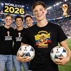 Tricou Ecuador World Cup 2026 Fifa V2, din bumbac 100%, tricou negru, Copii | Dama | Barbat - Img 7