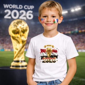 Tricou Egypt World Cup 2026 Fifa V2, din bumbac 100%, tricou alb, Copii | Dama | Barbat - Img 5