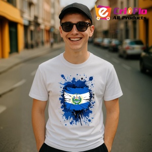 Tricou El Salvador Steag Splash Art, Copii | Dama | Barbat - Img 6