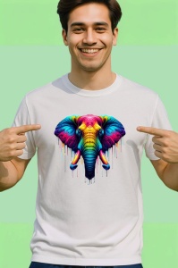 Tricou Elefant artistic culori intense simbol memorie si forta Copii | Dama | Barbat - Img 2