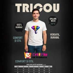Tricou Elefant in stil pop art cu efecte de curcubeu Copii | Dama | Barbat - Img 7