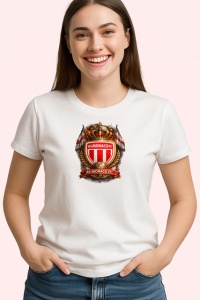 Tricou Emblema Fotbal As Monaco Club Liga 1, din bumbac 100% , tricou alb pentru Copii | Dama | Barbat - Img 3