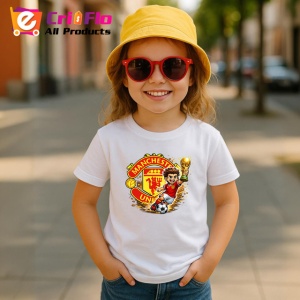 Tricou Emblema Manchester United Dracul Rosu Fotbal, din bumbac 100% , tricou alb pentru Copii | Dama | Barbat - Img 5