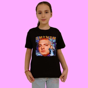 Tricou Eminem albastru cu miniatura, muzica METAL, Dama | Barbat | Copii, Culoare Negru - Img 2