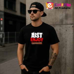 Tricou Enjoy This Life Font Rosu Stil Horror V1, din bumbac 100%, tricou negru Copii | Dama | Barbat - Img 6