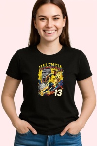 Tricou Enner Valencia Ecuador Capitan Fotbal, din bumbac 100%, tricou negru Copii | Dama | Barbat - Img 3