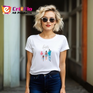 Tricou Family Fericita, din bumbac 100%, tricou alb, Dama | Barbat - Img 6