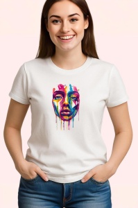Tricou Fata stil graffiti cu pete de vopsea curcubeu Copii | Dama | Barbat - Img 3