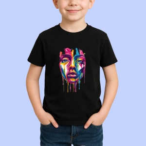 Tricou Fata stil graffiti cu pete de vopsea curcubeu Copii | Dama | Barbat, culoare negru
