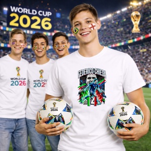 Tricou Federico Chiesa Italy World Cup Fifa 2026, din bumbac 100%, tricou alb, Copii | Dama | Barbat - Img 7