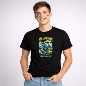 Tricou Federico Valverde Uruguay World Cup Fifa 2026, din bumbac 100%, tricou negru, Copii | Dama | Barbat - Img 2