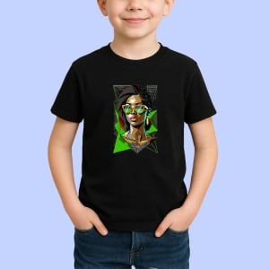 Tricou Femeie Cu Ochelari Stil Abstract, Copii | Dama | Barbat, culoare negru - Img 2