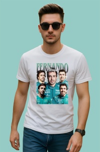 Tricou Fernando Alonso Colaj Cu Fete Multiple Echipa Aston Martin Formula 1, Copii | Dama | Barbat - Img 2