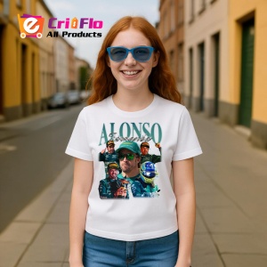 Tricou Fernando Alonso Portret Cu Ochelari Echipa Aston Martin, Copii | Dama | Barbat - Img 8
