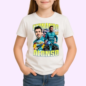 Tricou Fernando Alonso Poster Colaj Echipa Aston Martin Formula 1, Copii | Dama | Barbat - Img 3