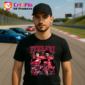 Tricou Ferrari Echipa Postere Charles Leclerc Carlos Sainz, Copii | Dama | Barbat , tricou negru - Img 10