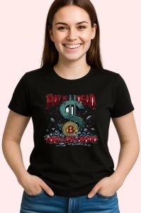 Tricou Fiat is dead long live crypto, fiat e mort traiasca crypto, Copii | Dama | Barbat , tricou negru - Img 3