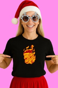 Tricou Flame Head Santa, din bumbac 100% Copii | Dama | Barbat - Img 3