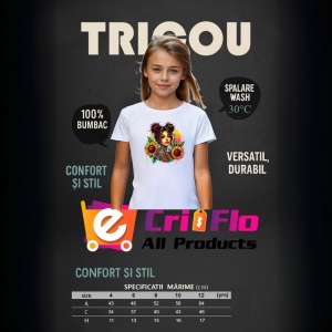 Tricou floral tattoo girl sunflower pop, fata tatuata cu accent floarea soarelui, Copii | Dama | Barbat - Img 9