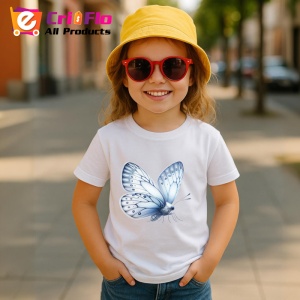 Tricou Fluture alb cu nuante gri design elegant in tonuri neutre Copii | Dama | Barbat Barbat - Img 11