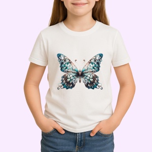 Tricou Fluture albastru cu accente argintii design regal Copii | Dama | Barbat Barbat - Img 4