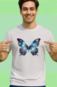 Tricou Fluture galaxie albastru violet cu efect cosmic Copii | Dama | Barbat Barbat - Img 2