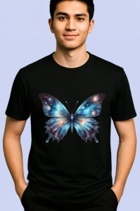 Tricou Fluture galaxie albastru violet cu efect cosmic Copii | Dama | Barbat Barbat - Img 5