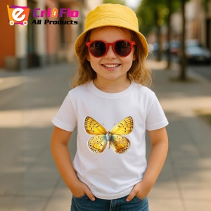 Tricou Fluture galben cald cu albastru pastel design simetric Copii | Dama | Barbat Barbat - Img 14
