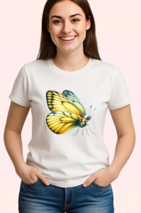 Tricou Fluture galben cu accente albe si textura de catifea Copii | Dama | Barbat Barbat - Img 3