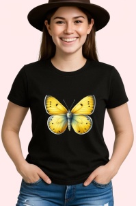 Tricou Fluture galben cu accente gri si aspect estival Copii | Dama | Barbat Barbat