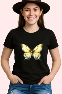 Tricou Fluture galben deschis cu margini albastre stil vintage Copii | Dama | Barbat Barbat - Img 7