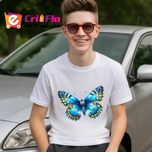 Tricou Fluture galben si albastru intens cu buline simetrice Copii | Dama | Barbat Barbat - Img 9