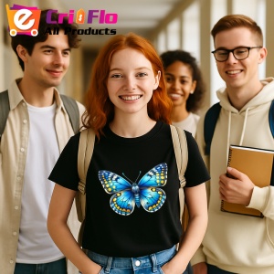 Tricou Fluture galben si albastru intens cu buline simetrice Copii | Dama | Barbat Barbat - Img 23