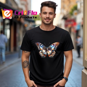 Tricou Fluture maro cu accente albastre design exotic elegant Copii | Dama | Barbat Barbat - Img 17