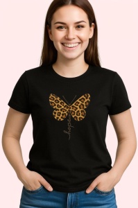 Tricou Fluture maro cu negru hope, Copii | Dama | Barbat , tricou negru - Img 3