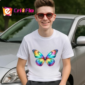 Tricou Fluture multicolor cu efect gradient in tonuri neon Copii | Dama | Barbat Barbat - Img 9
