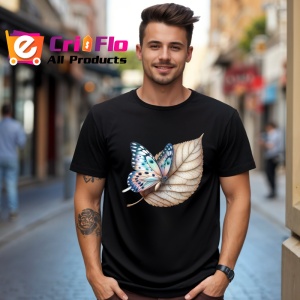 Tricou Fluture pastel pe frunza uscata design elegant natural Copii | Dama | Barbat Barbat - Img 17